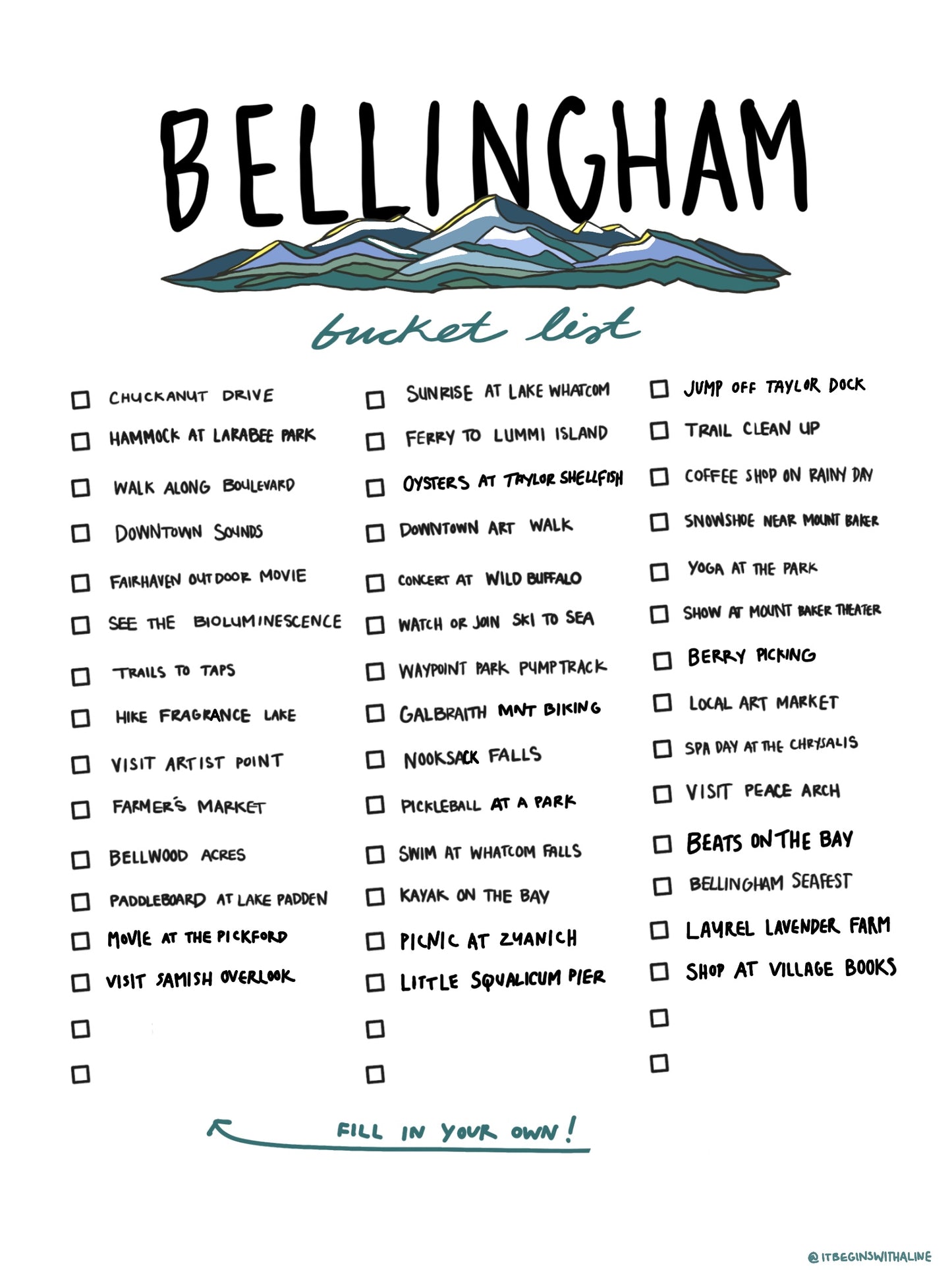 Bellingham Bucket List – Best seller!